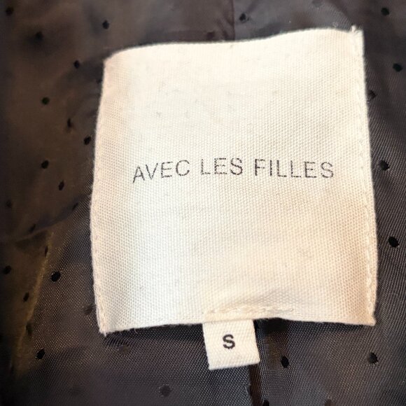Avec Les Filles A-Line Twill Moto coat small black zippers wool biker long - Picture 6 of 12